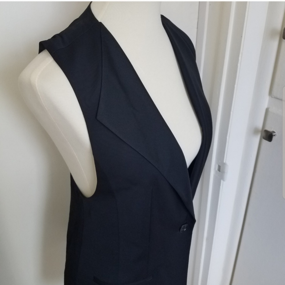 Leith Tuxedo Style Vest Long Line Size M - image 2